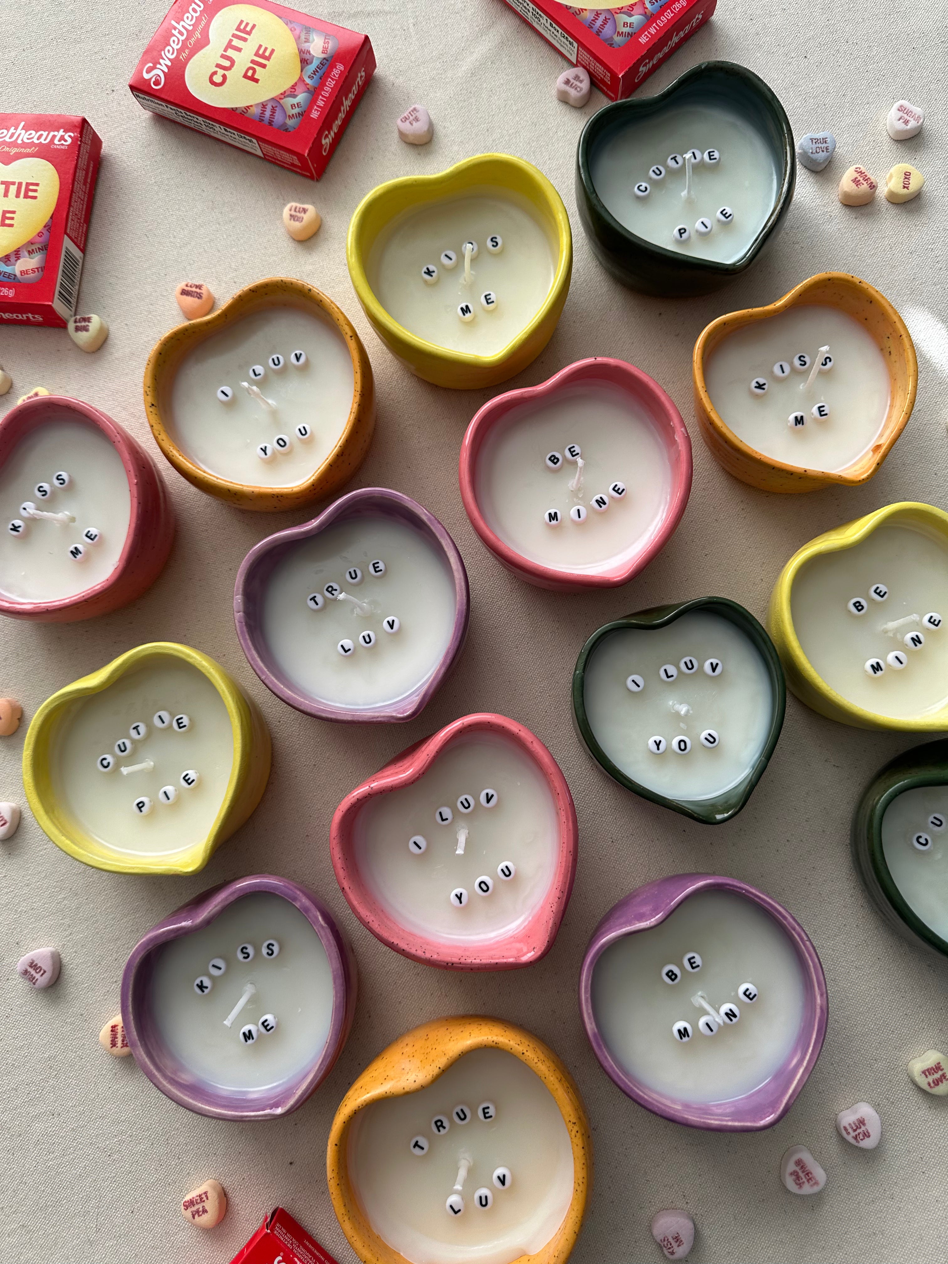 Mystery Message Candy Heart Candle