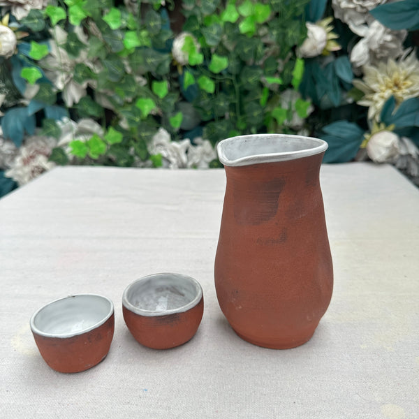 Sedona White Dipped Glossy White Sake Set