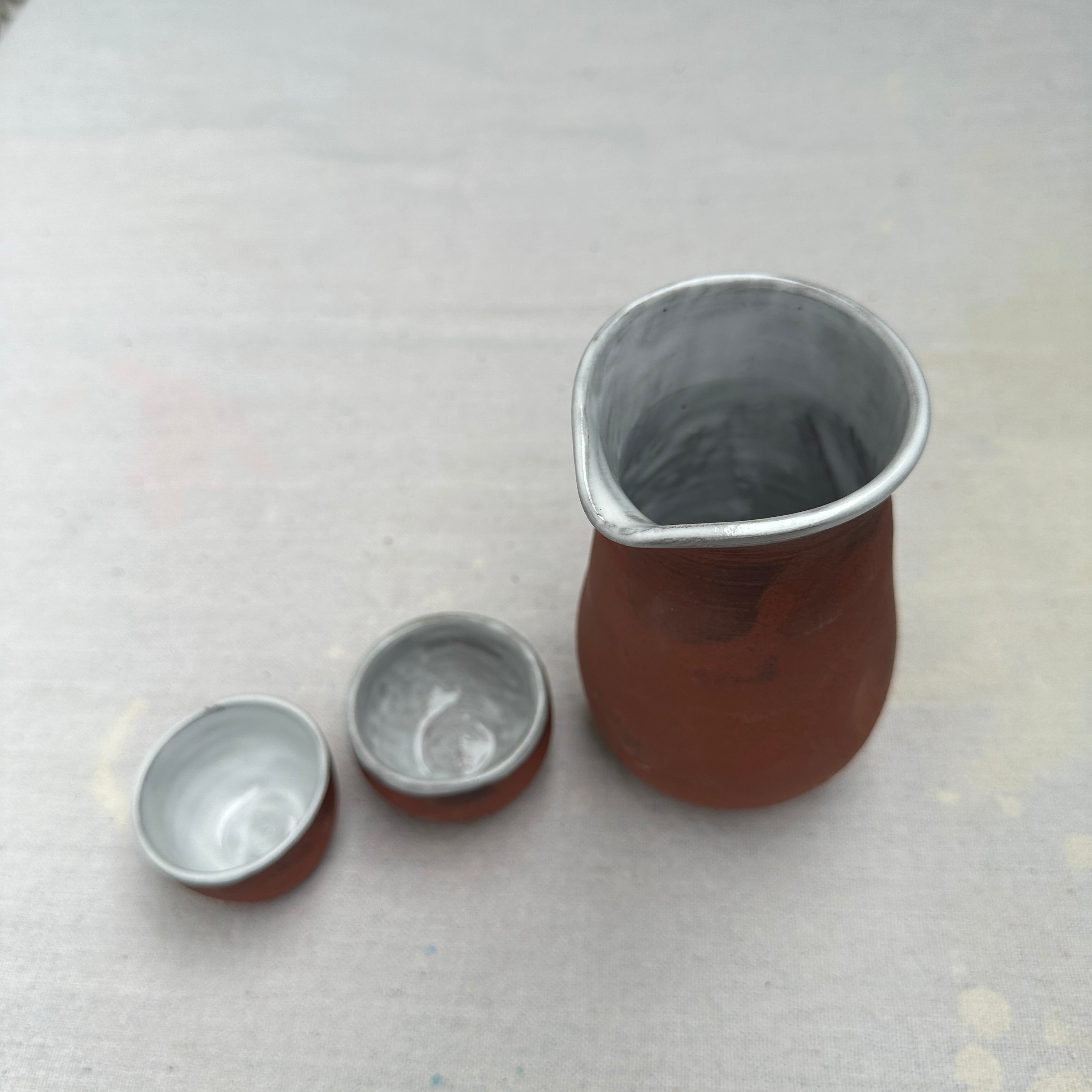 Sedona White Dipped Glossy White Sake Set